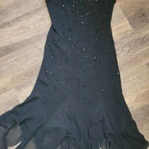S.L. Fashions Black Beaded Maxi Dress